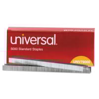 Universal Standard Chisel Point Staples, 0.25" Leg, 0.5" Crown, Steel, 5,000/Box (UNV79000)